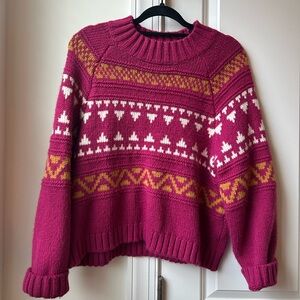 Universal Thread Fuchsia and Yellow Patterned Sweater